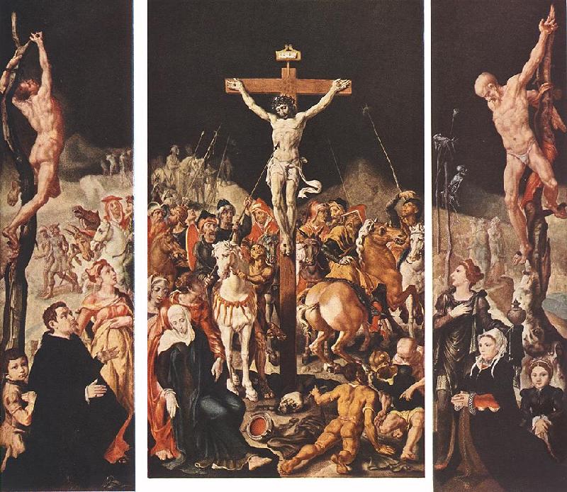 HEEMSKERCK, Maerten van Crucifixion (Triptych) f Germany oil painting art